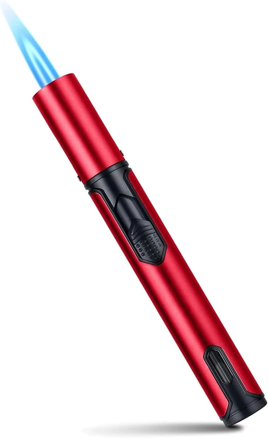 Butane Torch Lighter, 6-inch Refillable Pen Lighter Windproof Adjustable Jet Flame Butane Lighter for Candles Grill BBQ Fireplaces Camping (Butane Gas Not Included) (Black)
