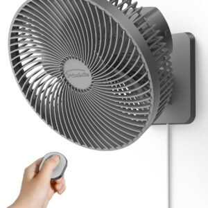 10-Inch Wall Mount Oscillating Fan with Remote and Timer, Small Bedroom RV Fan with 4-Speed, Quiet Operation,90°Oscillation, Adjustable Tilt,5.92 ft Wire, for Cooling Bathroom Home Garage