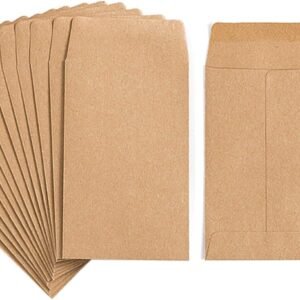 100 Pack Small Coin Envelopes Self-Adhesive Kraft Paper Seed Envelopes Mini Parts Small Items Stamps Storage Packets Envelopes for Garden, Office or Wedding Gift(2.25"×3.5") (100)