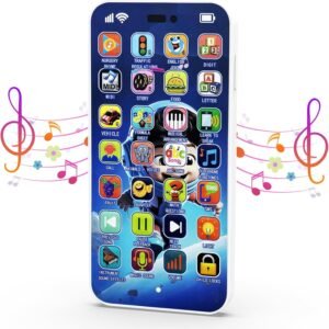 Kids Learning Cell Phone Toy with 28 Keys 2000+ Early Education Content, Music Story Recording Educational Toy for Toddlers 1-3, Kids Pretend Play Phone Birthday Gifts for Girl Boy Age 1 2 3 Year Old