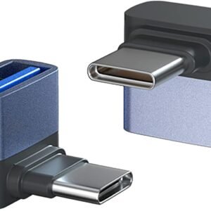 2 Pack 90 Degree USB C to USB Adapter, tunghey USB C Right Angle Adapter, Type C to USB-A 3.0 Adapter Connector for Mac-Book Pro Air iMac,Pad Pro Mini 6,Galaxy S22 & USB-A Cable Hub Mouse Hard Drive (2Pack)