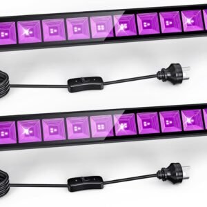 2Pack 45W 1.3Ft Black Light Bars Waterproof IP65 with 4.92Ft Plug+Switch