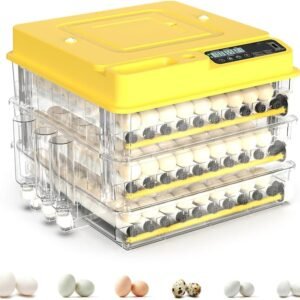 216Egg Incubator for Hatching Eggs, Fully Automatic Egg Incubator with Auto Temp/Water/Turning, for Chicken Duck Goose Quail Pigeon Turtle Eggs, Humidity Control by Bottles, 360° View Clear Window