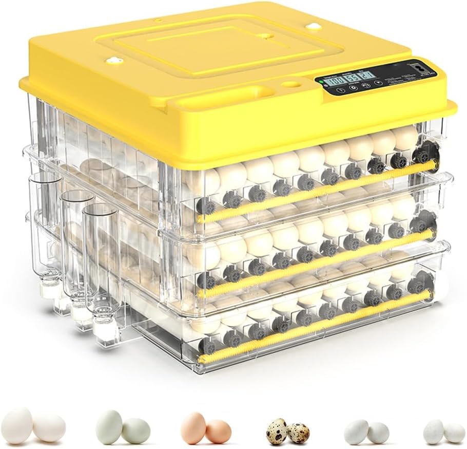 216Egg Incubator for Hatching Eggs, Fully Automatic Egg Incubator with Auto Temp/Water/Turning, for Chicken Duck Goose Quail Pigeon Turtle Eggs, Humidity Control by Bottles, 360° View Clear Window