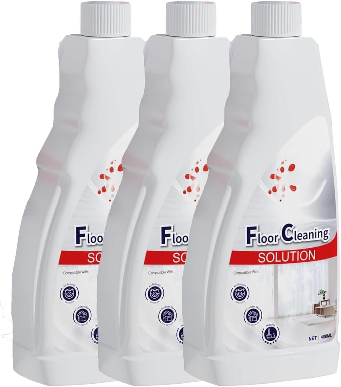 3 Bottles (1440ml) Multi-Surface Floor Cleaning Solution for Roborock Q5 Q7 Q8 S7 S8 Qrevo Series Robot Vacuum Mop,Eco-Safe Floor Cleaner for Wet Dry Vacuum&Mopping,Pet&Kid Friendly,Fresh Scent