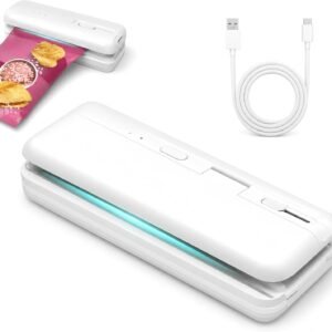 3-in-1 Rechargeable Mini Bag Sealer with Cutter & Magnet, White