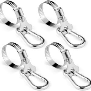 4PCS Flagpole Rings Carabiner Clamp, Stainless Steel Flag Pole Clip