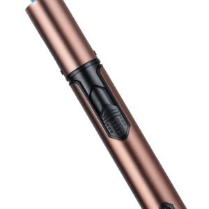 Butane Torch Lighter, 6-inch Refillable Pen Lighter Windproof Adjustable Jet Flame Butane Lighter for Candles Grill BBQ Fireplaces Camping (Butane Not Included) (Brown)