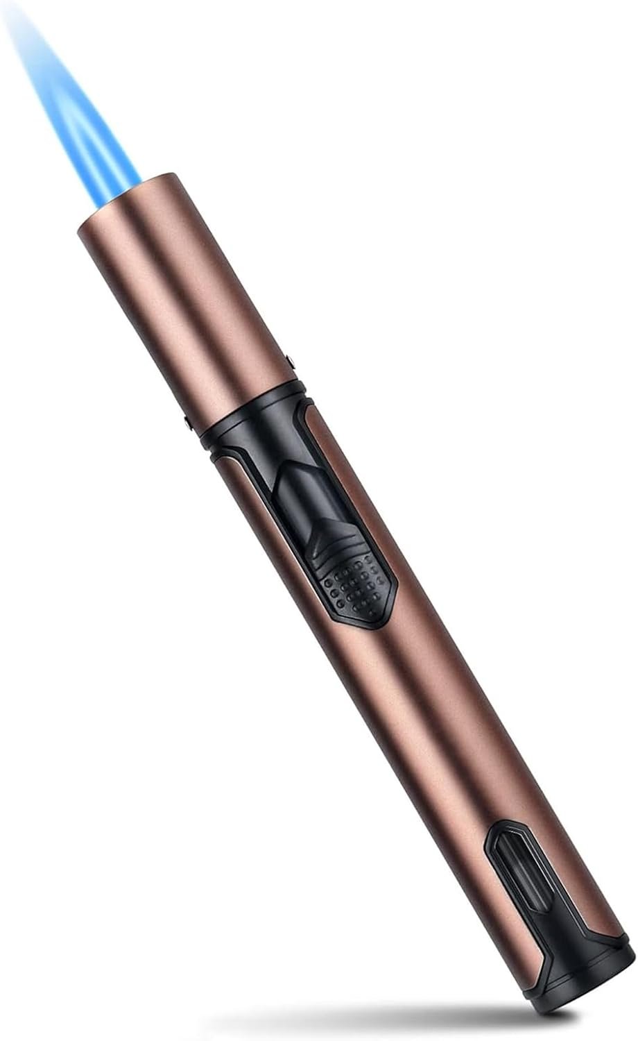 Butane Torch Lighter, 6-inch Refillable Pen Lighter Windproof Adjustable Jet Flame Butane Lighter for Candles Grill BBQ Fireplaces Camping (Butane Not Included) (Brown)