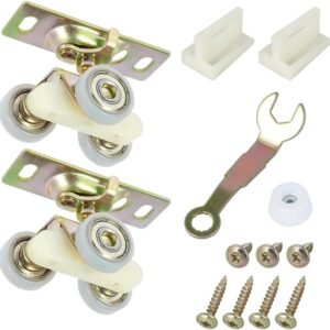 15Pcs Sliding Pocket Door Hardware Top Hanger Rollers Wheels Assembly Fit 1125 1500 Hardware Kit,Sliding Pocket Door Roller Assembly,Sliding Pocket Door Top Hanger Rollers with Wrench and Screws