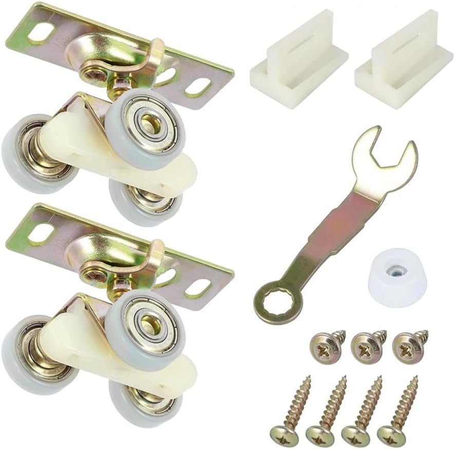 15Pcs Sliding Pocket Door Hardware Top Hanger Rollers Wheels Assembly Fit 1125 1500 Hardware Kit,Sliding Pocket Door Roller Assembly,Sliding Pocket Door Top Hanger Rollers with Wrench and Screws
