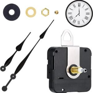 High Torque Clock Movement Mechanism Kit - Long Shaft Design for DIY Clocks with 12 Inch Spade Hands - Ideal Repair Kit for Thick Panels - Accurate and Durable Black Clock Parts for Home Crafts
