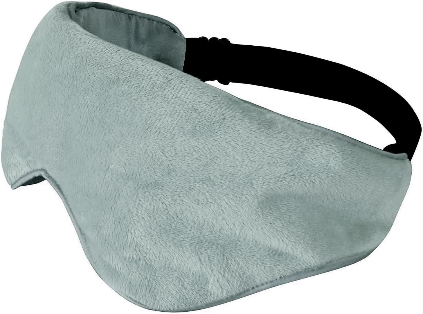 Weighted Eye Mask for Sleeping, Heatable & Freezable Eye Mask with Bead Bag, Soft Plush, Bamboo Fiber & Cotton Sleep Eye Mask with Adjustable Strap for Men & Women, Grey