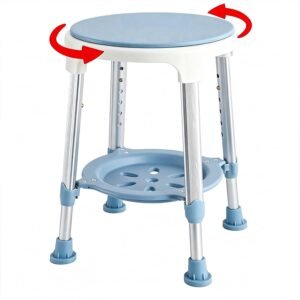 Adjustable Legs Shower Stool with 360° Rotating Swivel Seat,Aluminum Bath Chair with Anti-Slip Suction Cup,Suitable for Disabled, Pregnant Woman, Elderly