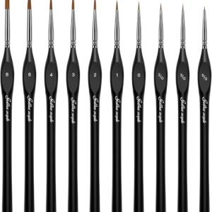 Golden Maple Detail Paint Brushes Set 10pcs Miniature Brushes for Fine Detailing & Art Painting - Acrylic, Watercolor, Oil, Models