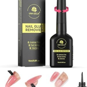 UNA GELLA Nail Glue Remover for Press on Nails 15ml Upgraded Stick & Remove 2 in 1 Acrylic Nails Remover for False Nails Tips Acetone-Free Gentle Gel Nail Remover, Not for Gel Polish Base Coat