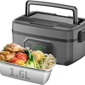 1.6L Portable Electric Lunch Box, 24,000mAh Rechargeable Cordless Heated Lunch Box Food Warmer with Timer & Adjustable Heating for Work Office Car Outdoor