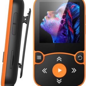 32GB MP3 Player with Clip, AGPTEK Bluetooth 5.0 Lossless Sound with FM Radio, Voice Recorder for Sport Running, Supports up to 128GB TF Card