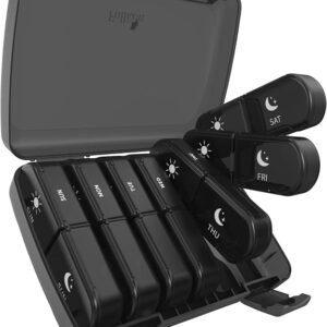 Fullicon Extra Large Pill Organiser 2 Times a Day, 7 Day AM PM, Black
