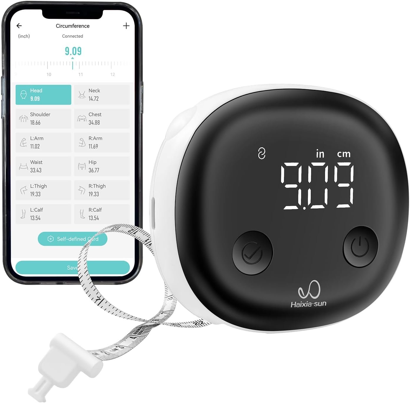 Fitdays Smart Body Tape Measure | Body Fat BMI Tool for Waist/HIPS/Arms