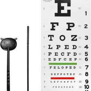Eye Chart, Snellen Eye Chart Wall Chart, with Hand Pointer and Eye Occluder for Eye Medical Exams (3 Piece Set)
