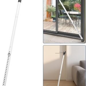 2-in-1 Door Security Bar & Sliding Patio Bar, Heavy Duty Adjustable Door Stopper for Home, Apartment, Travel (1 Pack,White)