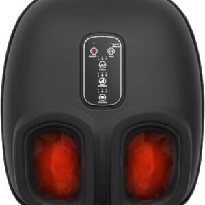 Cotsoco Foot Massager 3 Heat Levels & 3 Massage Modes, Shiatsu Deep Kneading Foot Massager with Air Compression, Blood Circulation & Pain Relief, Home Office Relaxation Gifts for Women Men Black