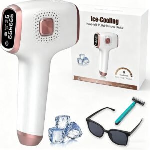 MINYII Laser Hair Removal with Ice Cooling Care Function for Women and Men Permanent,999,999 Flashes Painless IPL Hair Remover, Hair Removal Device for Armpits Legs Arms Bikini Line (Rose Gold)