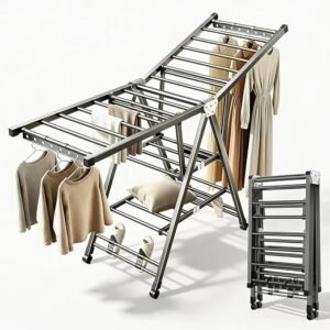 Clothes Drying Rack Foldable, 180CM Large Laundry Drying Rack Gray
