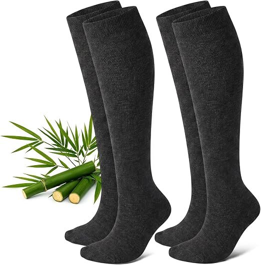 2 Pairs Bamboo Compression Socks for Women Men 20mmHg, Pro Compression Stockings for Swelling, Nurse,Flight,Athletic