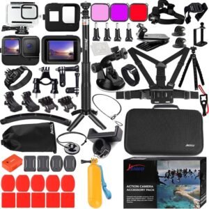 Accessories Kit for Gopro Hero 13 12 11 10 9 Black Waterproof Housing Silicone Case Glass Screen Protector Bundle for Go pro Gopro13 Gopro12 Gopro11 Gopro10 Hero13 Hero12 Hero11 Hero10 62E