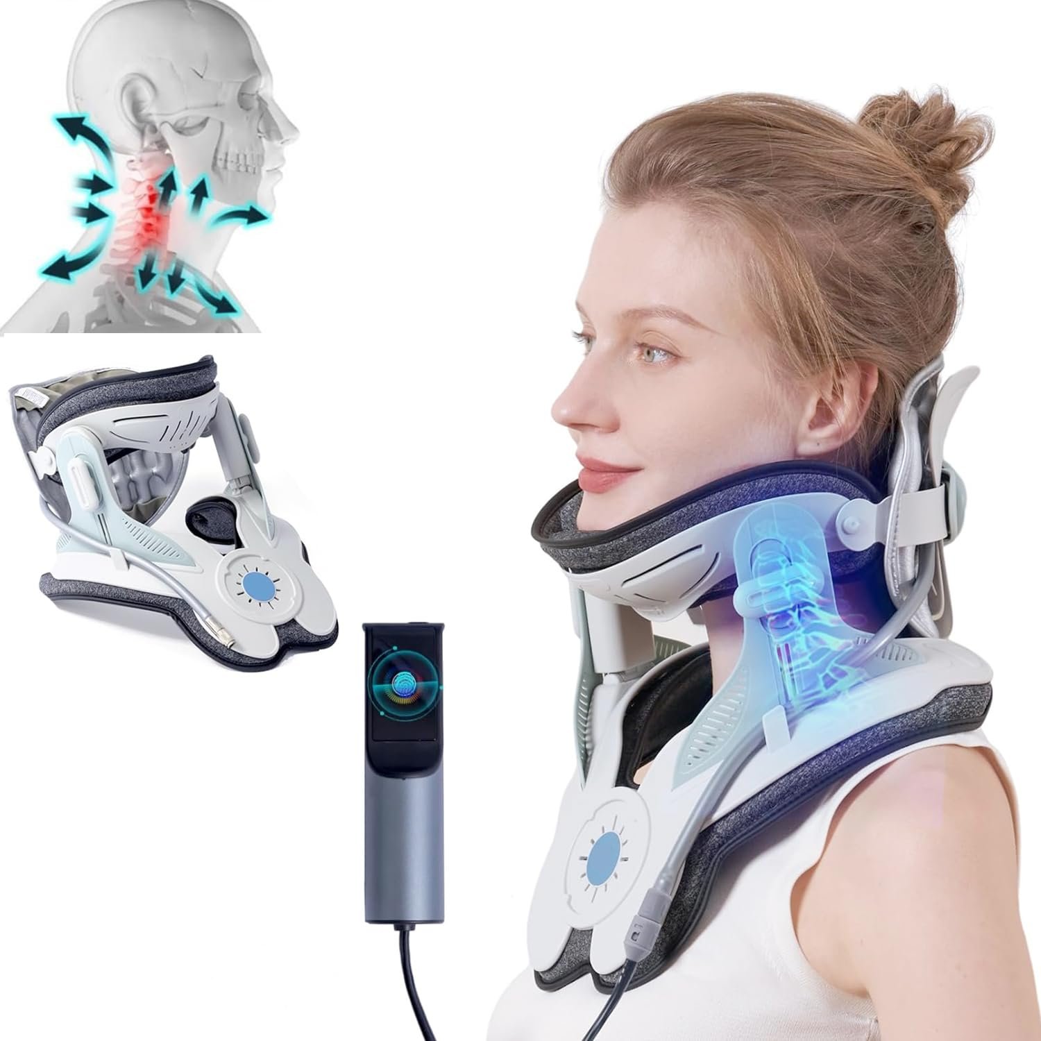 Cervical Neck Traction Devices Cervical Neck Stretcher Adjustable Air Pump Inflatable Cerviflex Electric Device for Neck Pain & Shoulder Relief For Home Use