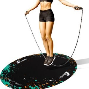 Jump Rope Mat Large Rubber Exercise Mat Workout Mats for Home Gym Flooring Non-Slip Oval Design for Floor & Rope Protection