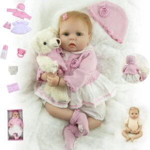 SYP Dolls Reborn 22 inches 55cm Girl Realistic Soft Silicone Handmade Vinyl Dolls Looking Like Real Child Reborn Dolls Christmas Gift Girl
