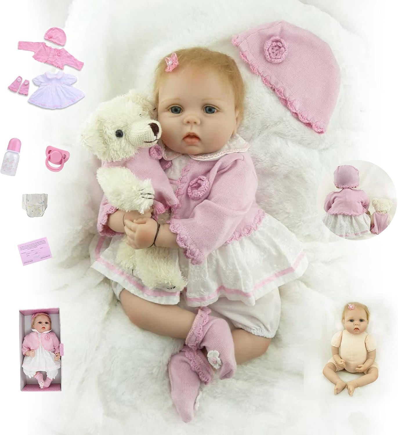 SYP Dolls Reborn 22 inches 55cm Girl Realistic Soft Silicone Handmade Vinyl Dolls Looking Like Real Child Reborn Dolls Christmas Gift Girl
