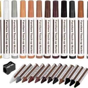 25 Pieces Furniture Repair Kit Wood Markers,Markers and Wax Sticks Used for Stains,Scratches,Wood Floors,Tables,Desks,Carpenters,Bedposts,Retouching Paint and Coverings