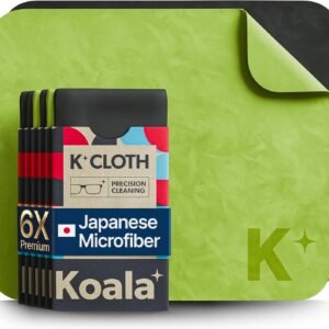 Koala Kloth Microfiber Cleaning Cloth | Eyeglass Lens Cleaner | Glasses, Phone, Camera, Computer Screen Cleaning | Safe for All Coated Lenses | 6 Pack, 6x7 Inch, Black