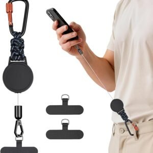 T Tersely Anti-theft Phone Tether, Retractable Steel Line Cellphone Strap with Tether Tab, Skiing Outdoor Cycling Hiking Climbing Fishing, Anti-Drop Lanyard for Cellphone, Action Camera, Key