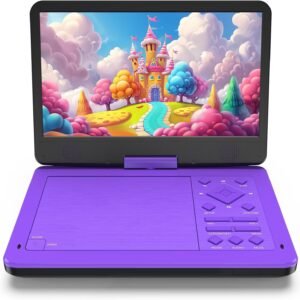 12.5-inch Portable DVD Player with 10.5-inch HD Screen, Portable Design for on-the-go Viewing.Supports 5 Hours of Battery Life.CD/DVD/SD Card/USB Compatible,Region Free (Purple)