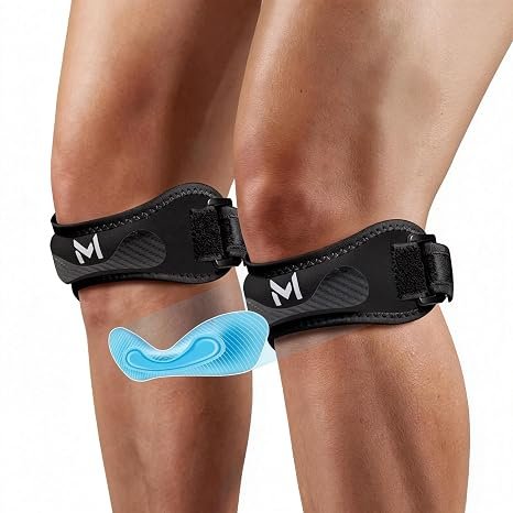 Silicone Patella Tendon Knee Strap for Men & Women - 2 Pack, Knee Pain Relief Support Brace Running, Squats, Jumpers Knee, Basketball, Tennis, Soccer, Hiking, Tendonitis & Osgood Schlatter
