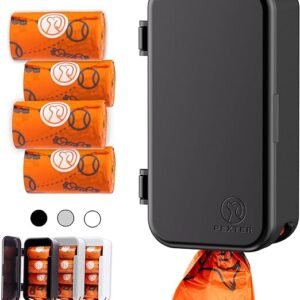 Pexter Dog Poop Bag Dispenser, Outdoor or Indoor Pet Waste Bag Dispenser Station, Stick-On or Screw-On Wall Mount, Poop Bags Storage Outdoor Container, Includes 4 Doggie Bag Rolls