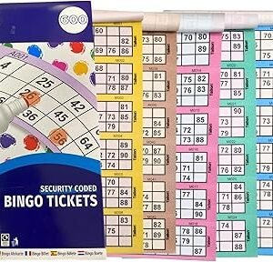 Bingo Books - 600 Game Tickets | Stationary Fun 6 Game | 1 Book Assorted Colors
