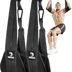 DMoose Fitness Hanging Ab Straps for Pull Up Bar & Core Strength Training - Thick Padded Arm Strap for Ab Swing with 2 Rust-Resistant Carabiners - Pull Up Straps for Ab Workouts at Home and Gym