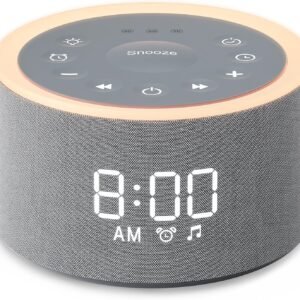 Dreamegg D1+, White Noise Machine, Alarm Clock with Light, Grey 29 Soothing Sounds, 0-100% Adjustable Night Light, 6 Gentle Alarms, Dimmable Display, Sound Machine for Heavy Sleeper, Gift