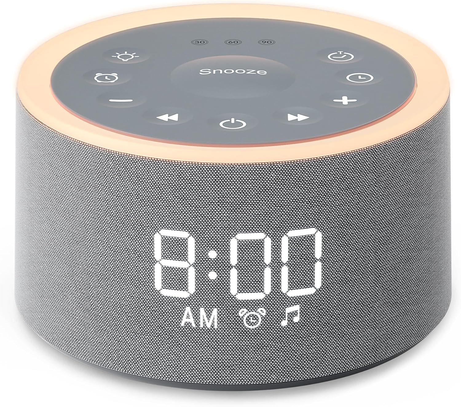 Dreamegg D1+, White Noise Machine, Alarm Clock with Light, Grey 29 Soothing Sounds, 0-100% Adjustable Night Light, 6 Gentle Alarms, Dimmable Display, Sound Machine for Heavy Sleeper, Gift