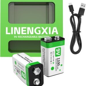 9V 1100mAh USB-C Rechargeable 2-Pack Lithium Batteries