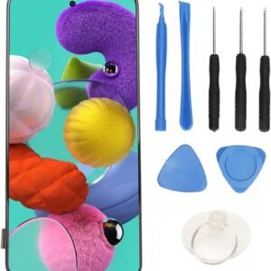 6.5 Inch Screen Replacement for Galaxy, A51 A515 A515U1 A515U A515A SM A515F SM A515U Touch Screen Digitizer Assembly with Frame and Repair Tool Kit