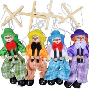 Aideal Clown Marionette String Puppet Toy Wooden Hand Marionette Doll Storytelling Toys for Kids Gift