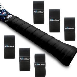 Alien Pros Tennis Racket Grip Tape (6 Grips) - Precut and Dry Feel Tennis Grip - Overgrip Grip Tape - Wrap Your Racquet for High Performance (White)