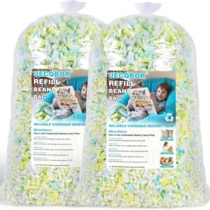 Bean Bag Filler, 10lbs Shredded Memory Foam Filling, Soft Pillow Stuffing Bean Bag Refill Foam for Couch, Cushion, Stuffed Animals, Dog Bed, Arts Crafts